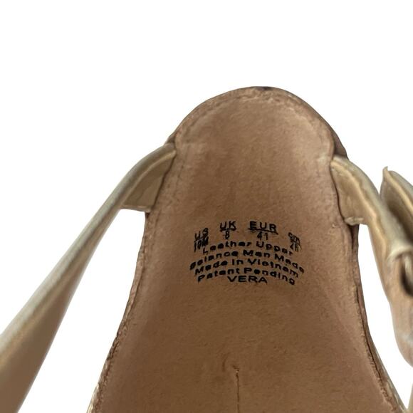 Naturalizer Vera Gold Metallic Leather Sandals Size 10 festive Holidays chic - Picture 4 of 10